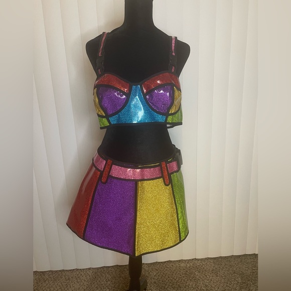 Dolls Kill Dresses Dolls Kills Matching Rainbow Colorblock Set